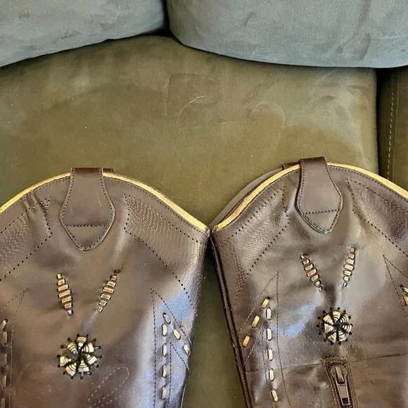 BCBG Leather Cowboy Boots Size 7 - Picture 11 of 16